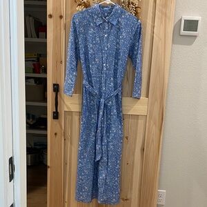 J. McLaughlin Blue Floral Long Sleeve Dress
